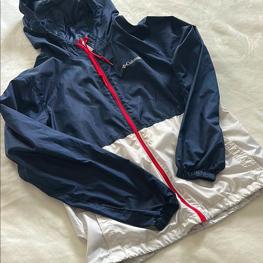 Columbia Navy and White Windbreaker
